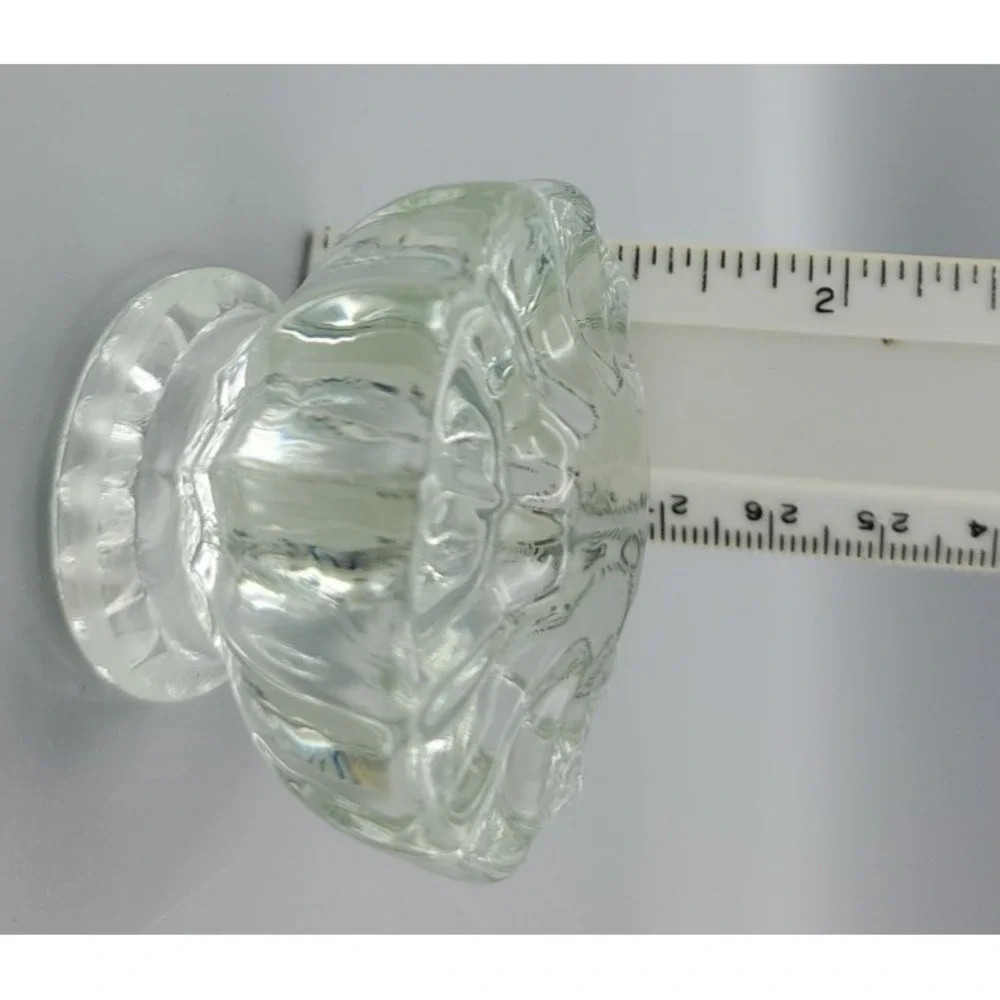 Depression Era 12 Point Glass Fluted Door Knob No Brass Base 2 inch Diameter VTG